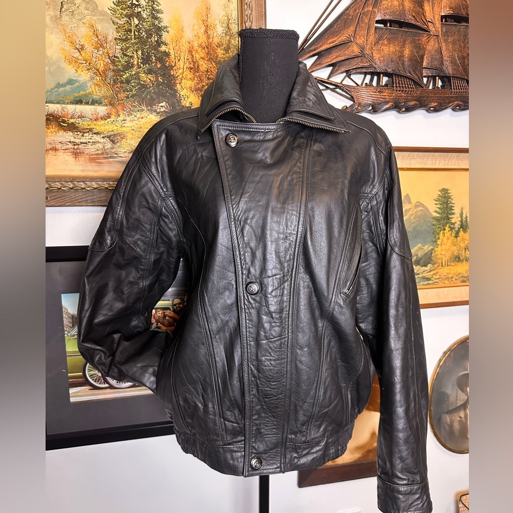 Black Leather Bomber Jacket
